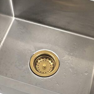 LQS Kitchen Sink Drain Assembly, Sink Drain Basket Strainer 304 Stainless Steel with Removable Sink Strainer Basket and Stopper 3-1/2-inches Gold