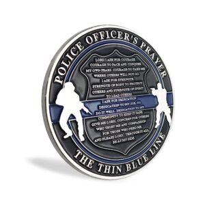 Saint Michael Law Enforcement Challenge Coin Thin Blue Line Police Officer Prayer