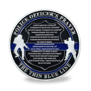 Saint Michael Law Enforcement Challenge Coin Thin Blue Line Police Officer Prayer