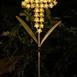 WSgift White Cross Garden Stake Solar Lights Metal Hydrangea Cross Stake Memorial Gift w/ 28 Solar LEDs Solar Cross Lights Perfect as Cross Remembrance Gifts & Sympathy Gifts (10" W x 40" H)