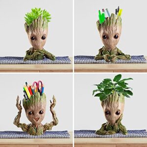 4 Styles Flowerpot Baby Groot Flower Pot Succulent Planter Pot Pencil Holder Office Party Ornament Christmas Birthday Gift (4 Styles)