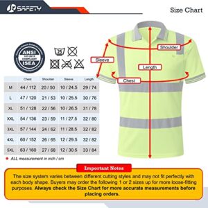 JKSafety Hi-Vis Safety Polo Shirt, High Visibility Construction Work Shirt with Relective Strips, Neon Yellow, Meet ANSI Class 2 Standards (66Yellow, XL)