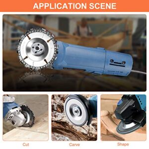 Wood Carving Disc(Replacement Chain)&Grinding Wheel Shaping Disc,Anti-Kickback DoubleSaw Teeth Shaper,5/8 In Inner Diameter, Angle Grinder Attachment for Wood Cutting (4"or4-1/2"),Cut Resistant Gloves