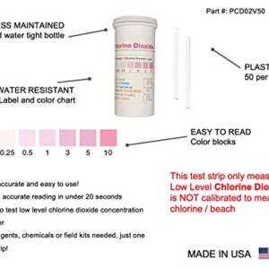 Chlorine Dioxide Single Factor Test Strips, 0-10 ppm [Vial of 50 Strips]