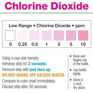 Chlorine Dioxide Single Factor Test Strips, 0-10 ppm [Vial of 50 Strips]