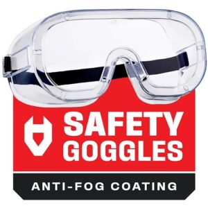 nocry protective non-vented safety lab goggles with anti-fog coating, clear scratch-resistant lenses, universal otg fit, an adjustable headband, ansi z87.1 rating, and uv protection