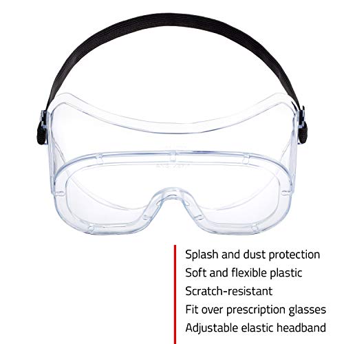 NoCry Protective Non-Vented Safety Lab Goggles with Anti-Fog Coating, Clear Scratch-Resistant Lenses, Universal OTG Fit, an Adjustable Headband, ANSI Z87.1 Rating, and UV Protection