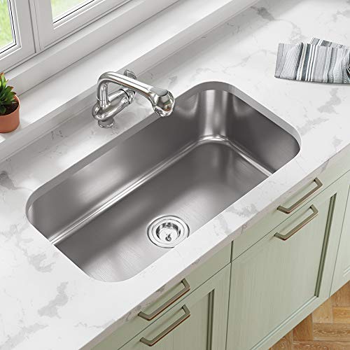 MR Direct 3218C-18-SLG 3218C 18 Gauge Single Bowl Kitchen Sink, SinkLink, Stainless Steel/Gray