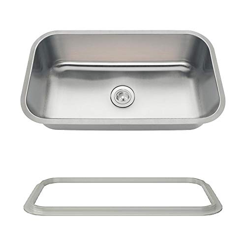 MR Direct 3218C-18-SLG 3218C 18 Gauge Single Bowl Kitchen Sink, SinkLink, Stainless Steel/Gray