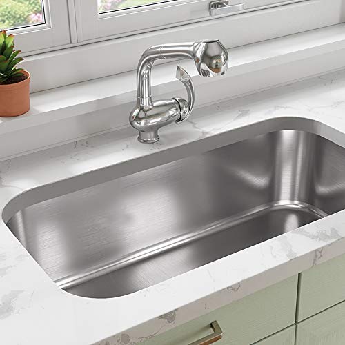 MR Direct 3218C-18-SLG 3218C 18 Gauge Single Bowl Kitchen Sink, SinkLink, Stainless Steel/Gray