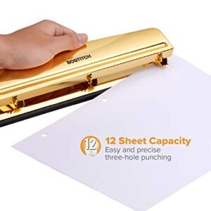 Bostitch 3 Hole Punch, 12 Sheets