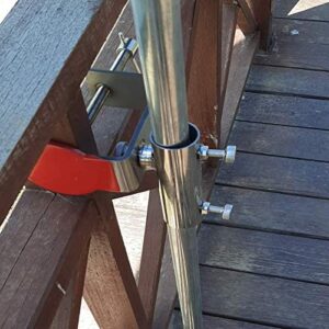 JINHAN Outdoor Umbrella Holder | Stainless Steel Umbrella Clamp | Attach to Railing, Fence, Bleachers, Benches, Tailgates and More