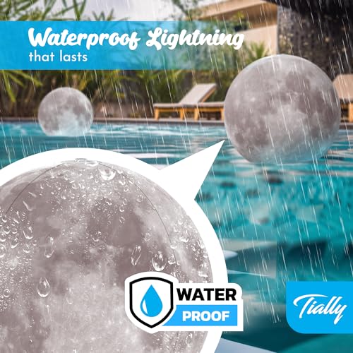 TIALLY Full Moon Floating Pool Lights – 14” Solar Pool Lights That Float, Led Pool Light Glow Ball - Pool Accessories and Gifts for Pool Owners - Set of 2 Led Balls