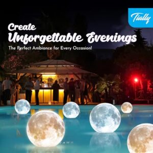 TIALLY Full Moon Floating Pool Lights – 14” Solar Pool Lights That Float, Led Pool Light Glow Ball - Pool Accessories and Gifts for Pool Owners - Set of 2 Led Balls
