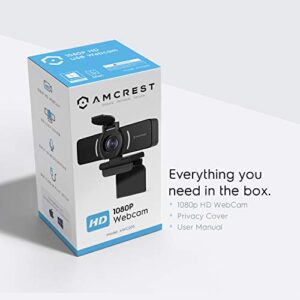 Amcrest 1080P Webcam with Microphone & Privacy Cover, Web Cam USB Camera, Computer HD Streaming Webcam for PC Desktop & Laptop w/Mic, Wide Angle Lens & Large Sensor for Superior Low Light (AWC205)