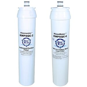 kleenwater kwpsqc-2 and kwpsqc-6 compatible with whirlpool wsc200yw and water factory for fm-2 & cm-2 lead plus water filters, set of 2, made in the usa