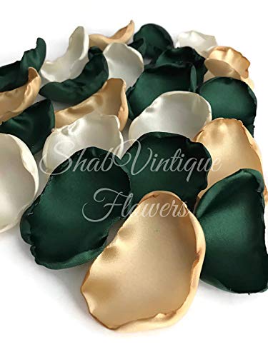 Emerald gold ivory 100 flower petals wedding decor bridal shower decor baby shower decor flower girl petals