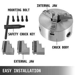 VEVOR K11-100 Lathe Chuck 4",Metal Lathe Chuck Self-centering 3 Jaw,Lathe Chuck With Two Sets Of Jaws, for Grinding Machines Milling Machines