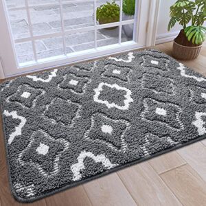 dexi door mats indoor, durable absorbent non slip front door rugs for inside house, low profile easy clean entrance mat, 36"x24", grey
