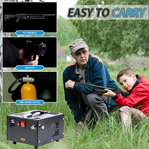 Portable pcp air compressor 4500psi 300bar 12v DC or 110v AC with power supply,oil&water free,high pressure PCP Compressor Pump for Air Gun and Paintball/Scuba Tank