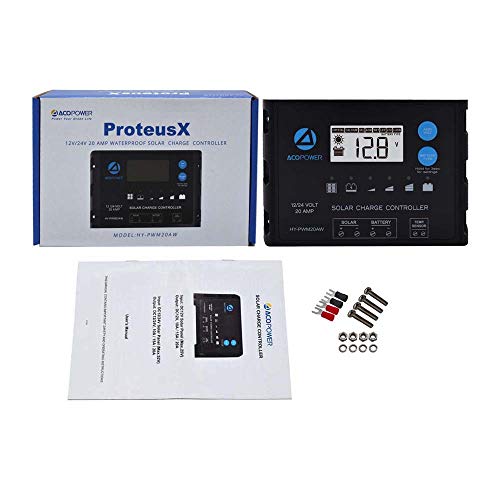 ACOPOWER ProteusX 20A 12V/24V PWM Waterproof Solar Charge Controller w/LCD Display