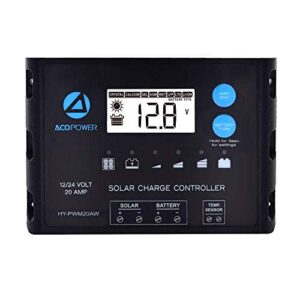 ACOPOWER ProteusX 20A 12V/24V PWM Waterproof Solar Charge Controller w/LCD Display