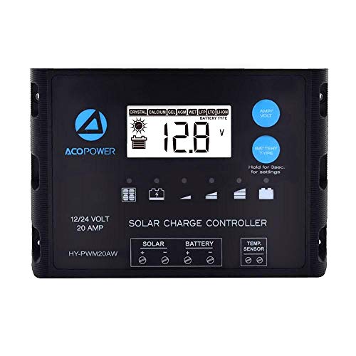 ACOPOWER ProteusX 20A 12V/24V PWM Waterproof Solar Charge Controller w/LCD Display