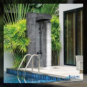 Aolemi Outdoor Shower Faucet Matte Black SUS304 Shower Fixture Combo Set Stainless Steel 8 inch Rainfall Shower Head Kit Single Handle High Pressure Hand Spray Wall Mount 2 Dual Function Single Handle