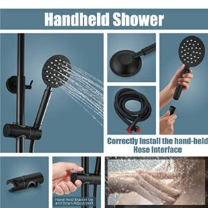 Aolemi Outdoor Shower Faucet Matte Black SUS304 Shower Fixture Combo Set Stainless Steel 8 inch Rainfall Shower Head Kit Single Handle High Pressure Hand Spray Wall Mount 2 Dual Function Single Handle