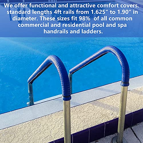 Pool Railing Handrail Comfort Covers 4-Feet Zippered Designed Neoprene Hand Grip Rail Nonslip Cover for Above Ground & Inground Pool Ladder Hand Rail (Royal Blue (2)
