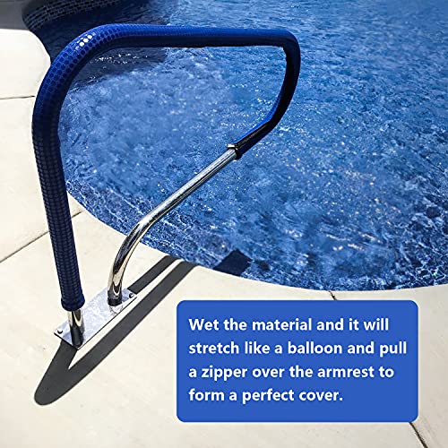 Pool Railing Handrail Comfort Covers 4-Feet Zippered Designed Neoprene Hand Grip Rail Nonslip Cover for Above Ground & Inground Pool Ladder Hand Rail (Royal Blue (2)