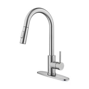 tohlar kitchen sink faucets with pull-down sprayer, modern stainless steel single handle pull down sprayer faucet with deck plate