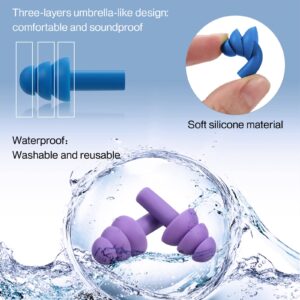 24 Pairs Ear Plugs Silicone Soft Ear Plugs Waterproof Reusable Earplugs Noise Reduction Earplugs for Adults Kids Sleeping Snoring Swimming Travel Concerts, Assorted Color