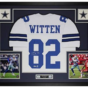 Jason Witten Autographed White Dallas Jersey - Beautifully Matted and Framed - Hand Signed By Witten and Certified Authentic by Beckett - Includes Certificate of Authenticity