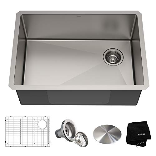 KRAUS Dex 21-inch Undermount 16 Gauge Stainless Steel Single Bowl Kitchen Sink, KA1US21B