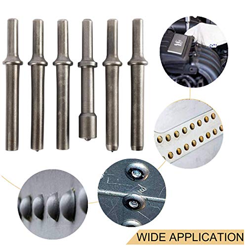 YaeCCC 7 Pcs Heavy Duty Smoothing Pneumatic Air Rivet Hammer Tools Steel Air Hammer Chisel Pneumatic Hammer for Hollow Solid Half-hollow Rivet