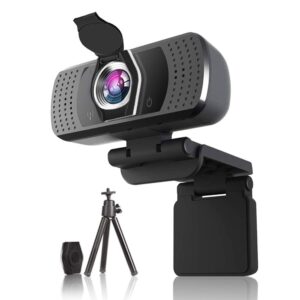 electype hd webcam with microphone,1080p hd webcam with privacy cover and tripod, auto focus plug and play usb computer camera for laptop/pc/mac, online studying,video calling and conferencing