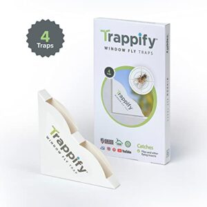 Trappify Fly Traps Indoor for Home - Window Fly Traps - House Window Fruit Fly Traps for Indoors, Gnat - Disposable Indoor Fly Trap with Extra Sticky Adhesive Strips - Inside Bug Catchers (4)