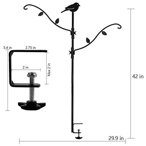 yosager Deck Pole Bird Feeding Station Kit, Porch Multi Hook Bird Feeder Hanging Kit with Two Adjustable Branches, Attracting Wild Birds, Planter Hanger