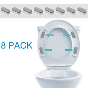 8 Pcs Universal Toilet Seat Bumpers, Toilet Lid Rubber Bumpers Replacement Kit with 8 Extra Thickness Pads for Changing Heights, Strong Adhesion Bidet Toilet Bumpers for Home, Hotel, Hospital