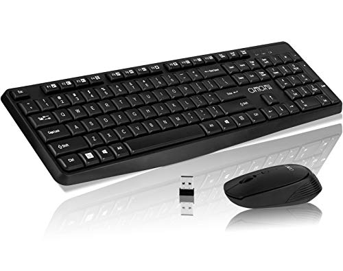 CHONCHOW Compact Wireless Keyboard and Mouse Combo[Energy Saving && Whisper Quiet], 2.4GHz Computer Keyboard, 3 Level DPI Adjustable Wireless Mouse with Independent On/Off Switch for Laptop PC Mac