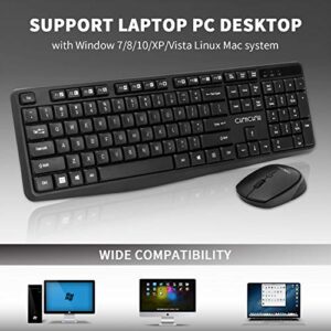 CHONCHOW Compact Wireless Keyboard and Mouse Combo[Energy Saving && Whisper Quiet], 2.4GHz Computer Keyboard, 3 Level DPI Adjustable Wireless Mouse with Independent On/Off Switch for Laptop PC Mac