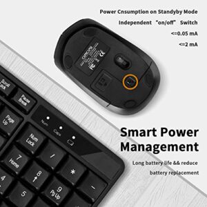 CHONCHOW Compact Wireless Keyboard and Mouse Combo[Energy Saving && Whisper Quiet], 2.4GHz Computer Keyboard, 3 Level DPI Adjustable Wireless Mouse with Independent On/Off Switch for Laptop PC Mac