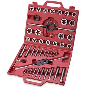45-piece premium large size tap and die set - metric m6, m8, m10, m12, m14, m16, m18, m20, m22, m24, both coarse and fine teeth | essential threading and rethreading tool with handle wrench and case
