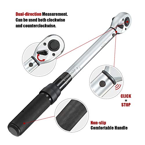 ARUCMIN 1/2-Inch Drive Click Torque Wrench (10-150 ft.-lb./13.6-203.3 Nm) Dual-Direction Adjustable Torque Wrench Set