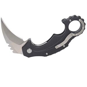 masalong kni189 hard d2 steel blade folding claw karambit knife (sanding blade black handle)