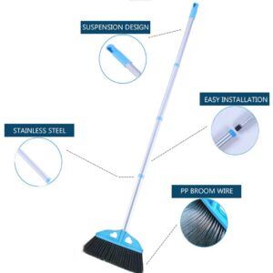 YONILL Indoor Dust Broom with Long Handle - Angle Broom for Hardwood Floor Cleaning Inside Soft Sweeping Brooms for House and Kitchen