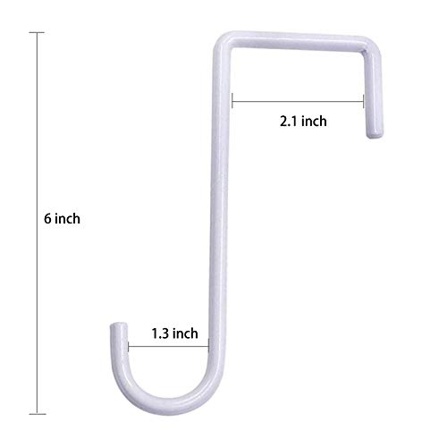 DINGEE Vinyl Fence Hooks 2x6 inch,Fence Hangers Patio Light Hooks,4 Pack Patio White Powder Coated Steel Fence Hooks for Hanging Plants, Planters, Bird Feeders, Lights