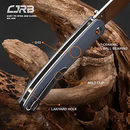 CJRB Folding Pocket Knife Ria(J1917), Small Tactical Knife with 0.1” 12C27 Blade and Micarta Handle for EDC Outdoor, Camping, Survival, Hunting, Fishing,Blue