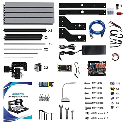 VEVOR CNC 3018-PRO Router Machine 3 Axis GRBL Control with Offline Controller Plastic Acrylic PCB PVC Wood Carving Milling Engraving Machine XYZ Working Area 300x180x45mm